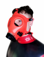 Rote Gummi Fetisch Gasmaske
