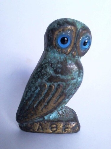 Eule bronzefigur mit - eule:,