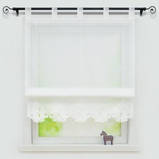 Raffrollo ohne Bohren Raffgardinen mit Schlaufen Rollo Tunnelzug Gardinen Voile