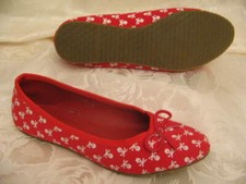 Skull Leinen Ballerina Sneaker Totenkopf Print Rot 37