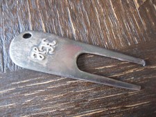 Rarität Golf Memorabilia Pitchgabel Pitchfork Divot Tool 925er Silber Monogramm