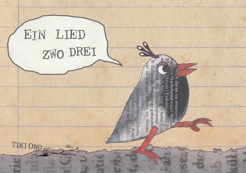 Postkarte vogel marschiert - postkarte:,