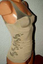 Formendes Miederhemdchen * Top * BH - Hemdchen * Shape - Hemd beige geblümt S