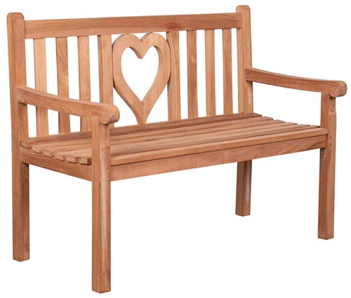 Gartenbank herz teakholz 120 - gartenbank,