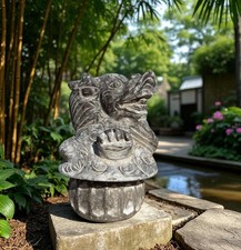 Chinesischer Drachen Wächter Naturstein Gartenfigur für Schutz & Glück Fengshui