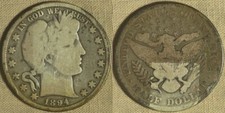 Barber Half: 1894 VG+ light