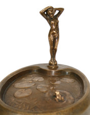 Jugendstil Bronze Schale Wassernixe Frosch T-7