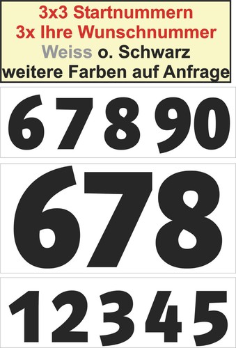 Startnummer zahlen - ×,