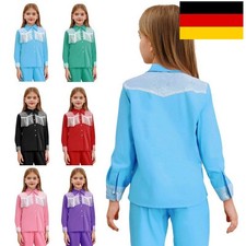 Mädchen Cowgirl Cowboy Hemd Button Down Shirt Bluse Oberteile Hippie Wildwest 