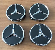 4 Mercedes-Benz Embleme Nabenkappen Nabendeckel Felgendeckel Orginal Schwarz NEU