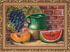 Stillleben mit Krug Trauben