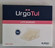 UrgoTül Lite Border dünne Wundauflage/ Schaumstoffkompresse , 8×8cm, 10 Stück