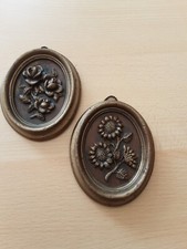 Wachsbild Relief Wandschmuck Blumen-Relief 2 Stück oval, für das Alter...