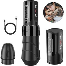 Rotary Tattoo Maschine Pen Kabellos 2000mAh Akku Set mit LED-Anzeige Tattoogerät