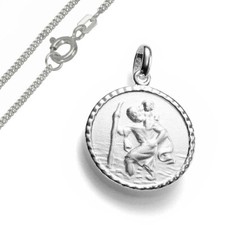 Christophorus Anhänger mit Panzerkette, 16mm groß, 925er Sterling Silber, pers.