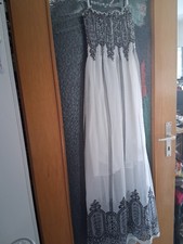 MAXIKLEID Trägerkleid NEU GR S/M weiß schwarz luftig Smok-Oberteil Unterkleid