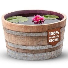 Holzfass, Fass halbiert, Eichenfass, Weinfass Miniteich, Pflanzkübel Holz, Eiche