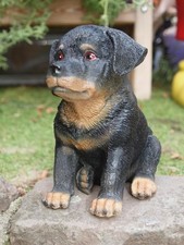 Gartenfigur Hund Welpe Rottweiler Puppy Garten Deko lebensecht Figur
