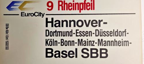Zuglaufschild rheinpfeil - zuglaufschild, ec