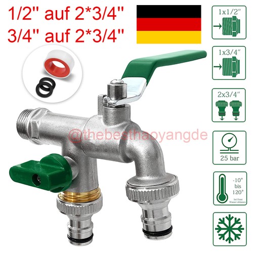 Doppel wasserhahn garten 2 - doppel, 1/2