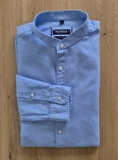 Mc Neal Langarm Hemd Gr. S, Tailored, Hellblau, Stehkragen, Leinen, Baumwolle