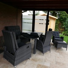 gartenmöbel set rattan inkl Auflagen und Blumenkübel 