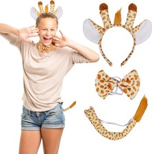 3-teiliges Giraffen-Kostüm-Set mit Tier-Alice-Band-Stirnband für Cosplay-Partys