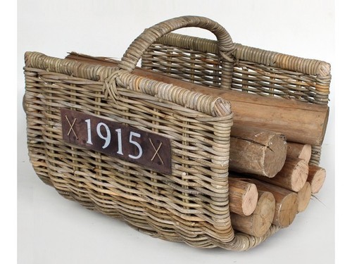 Kaminholzkorb rattan grau - kaminholzkorb, /