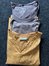 Konvolut 2 x T-Shirts braun 1 x Bluse oker Gr. 38