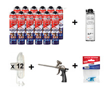 POLYNOR 12x750ml Polyurethan Sprühisolierung (28 Teile) PUR Dämmung Schaum