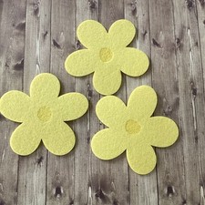 3 große gelbe dicke Filzblumen Filz Blüte Blume gelb Verzieren Deko(K75)