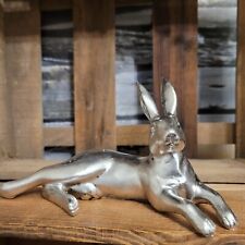 Liegender Hase 19 cm Rabbit silber Deko Figur Dekoration Osterhase Hasenfigur
