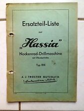 Hassia Nockenrad  Drillmaschine Typ  RN Ersatzteilliste 