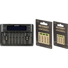 VOLTCRAFT CC-8 + HR03 SE + HR6 SE Rundzellen-Ladegerät LiIon, LiFePO, NiMH, NiCd