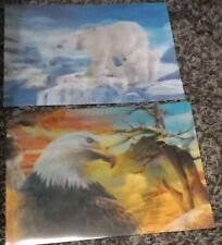 2 Bilder 3D 3-D, Lenticular Lentikularbilder Wackelbild Eisbär Adler ca 49 x 34 