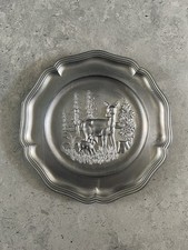 Hirsch Zinn Teller alt mit Engel Punze 23,5cm, alter Zinn Teller 630gr schwer