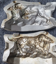 antik Metall Guss Konditor- Zuckerform  Georg Lieb Jagdhund mit gerissenem Hasen