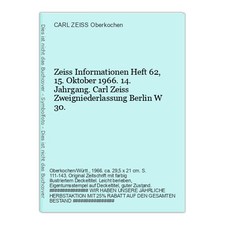 Zeiss Informationen Heft 62, 15. Oktober 1966. 14 CARL ZEISS Oberkochen  (Hrsg.