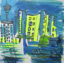 Düsseldorf bei Nacht in Neon