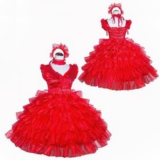 Girl Maid Sissy Red satin