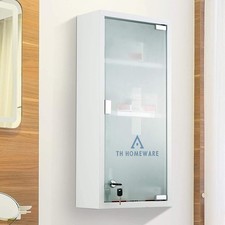 3 Etagen abschließbarer Medizinschrank Stahl mit Milchglastür Wandmontage 48 cm