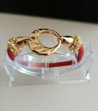 Schmuck Armband Nappa Leder Echsen Prägung rot mit Kristall Rondellen 19 cm