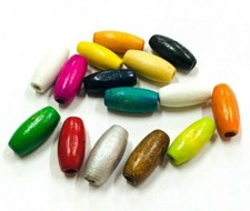 100 Holzperlen 15 x 7 mm Oval