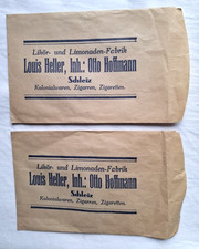 2 leere Papiertüten Werbung Kolonialwaren Zigarren Zigar Schleiz/Thür. 100 Jahre