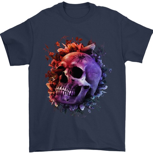 Totenkopf mit spinne blumen - mit,