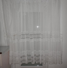 1 x Gardienen  Kräuselband Spitze Halbtransparent 184 x 380 cm