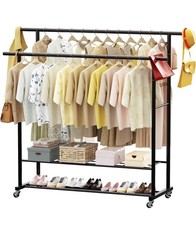 LOEFME Kleiderständer mit Rollen, Leicht zu Bewegender Kleiderstange