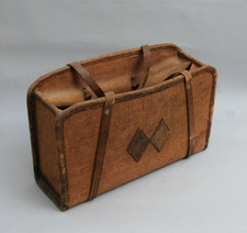 Damentasche, Leinen, Leder, Lederknöpfe, Länge 45 cm, Höhe 27 cm, Tiefe 15 cm