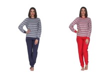 Damen Frottee Pyjama Rundhals