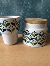 Sagaform Lotta Odelius Deckeldose + Becher Retro Petrol Grün Top-Zustand 